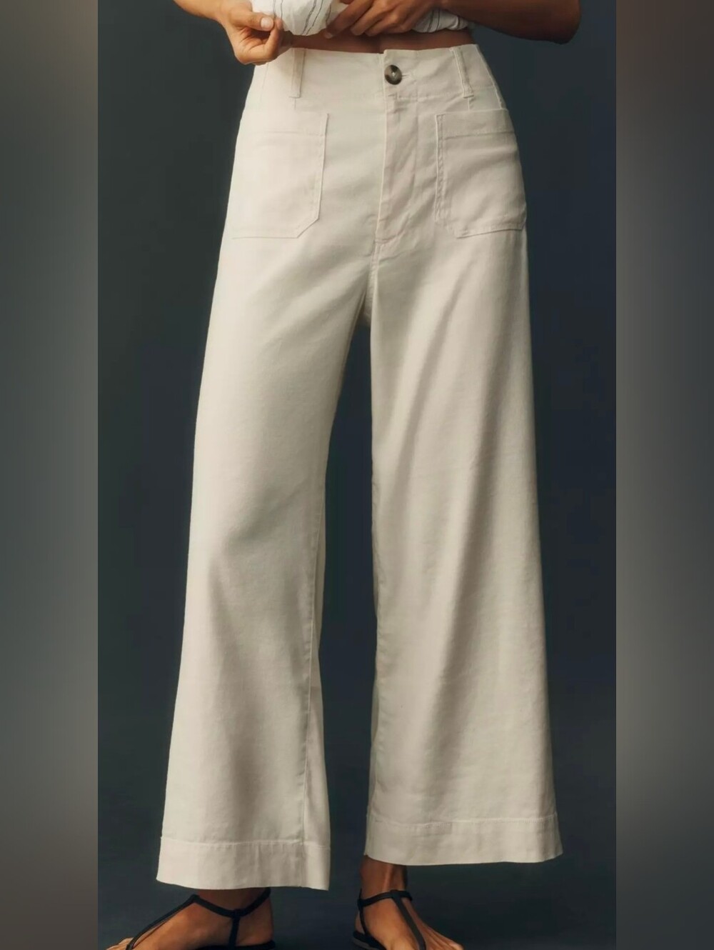 Anthropologie Maeve Colette Linen Stretch High-Rise Wide-Leg Pants - Picture 5 of 6